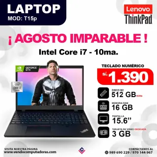 Laptop LENOVO Intel core i7 - 10ma. -  ThinkPad T15p