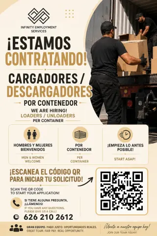 CONTRATACIÓN INMEDIATA | CARGADORES Y DESCARGADORES