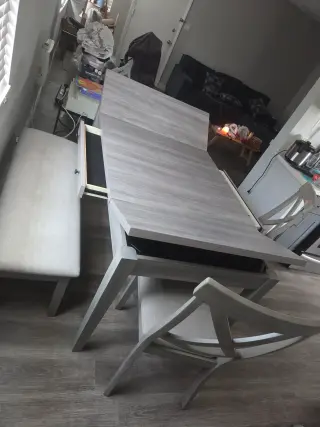 Set dinner with bench and chairs