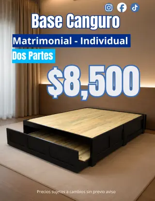 Base Canguro Matrimonial + Individual en 2 Partes en Monterrey | Ahorra Espacio