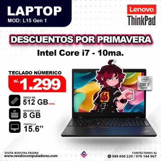 Laptop LENOVO THINKPAD Intel Core i7 - 10ma Gen / L15 Gen 1