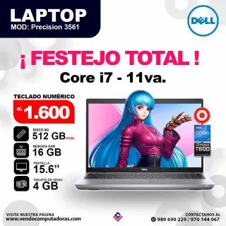 Laptop DELL Intel core i7 - 11va. PRECISION 3561