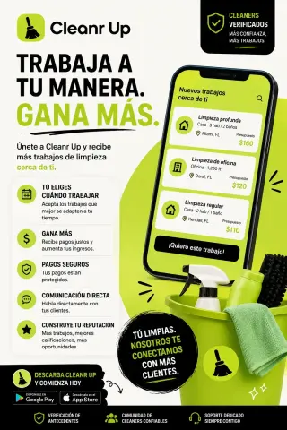 Se busca limpiadores en Miami, Elige Cuanto quieres ganar.