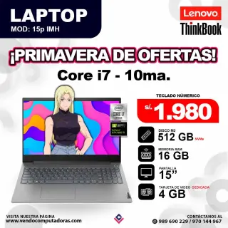 Laptop Lenovo Thinkbook 15p IMH core i7 - 10ma.