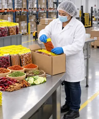 Trabajo empaquetando salzones de comida.