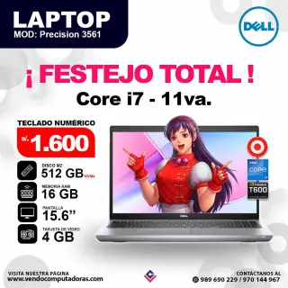 Laptop DELL Intel core i7 - 11va. PRECISION 3561