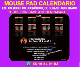 MOUSE PAD CALENDARIO A COLOR