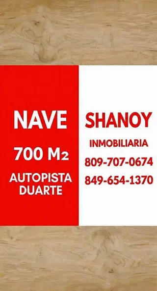 Alquilo Nave de 700 m2 Próximo a Autopista Duarte
