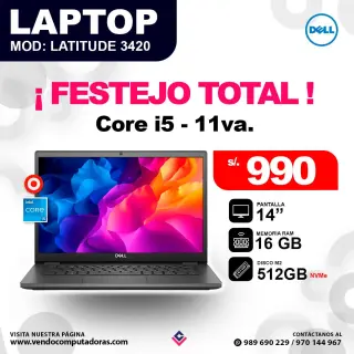 Laptop DELL Intel core i5 - 11va. LATITUDE 3420