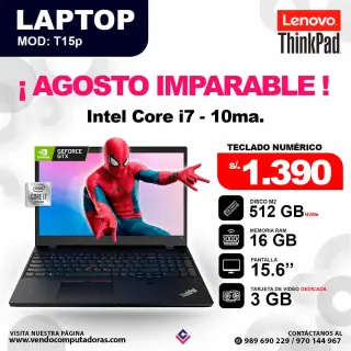 Laptop LENOVO Intel core i7 - 10ma. -  ThinkPad T15p
