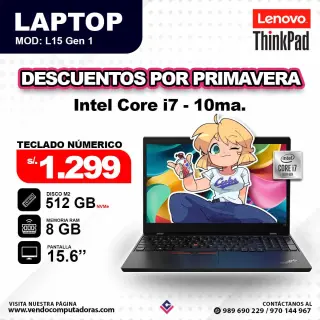 Laptop LENOVO THINKPAD Intel Core i7 - 10ma Gen / L15 Gen 1