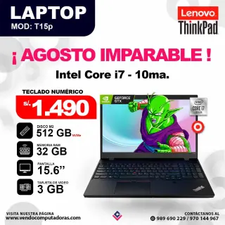 Laptop LENOVO THINKPAD core i7 - 10ma. / ThinkPad T15p