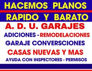 CONSTRUCCION BARATA ADU GARAJES PLANOS BARATOS