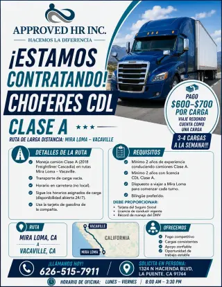 Chofer CDL Clase A