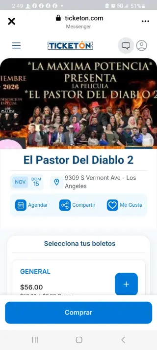 Estreno de pelicula en Los Angeles, Ca.