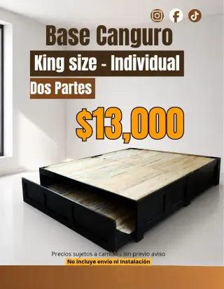Base Canguro King Size + Individual en Dos Partes | Envíos a Todo México