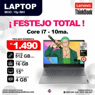 Laptop LENOVO THINKBOOK core i7 - 10ma.