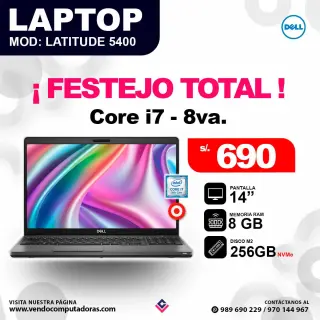 Laptop DELL core i7 - 8va. / Latitude 5400