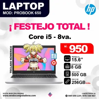 Laptop HP core i5 - 8va. / PROBOOK 650 G4