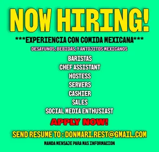 Solicitando Personal en Restaurante de Comida Mexicana ( La Cañada, Ca.)