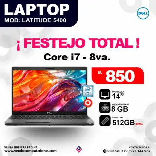 Laptop DELL Intel core i7 - 8va. Latitude 5400