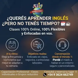 INGLES ONLINE INDIVIDUAL ADULTOS con poco tiempo. Apoyo escolar prim/secundarios