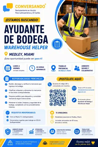 Buscamos Forklift Operator / Ayudantes de Bodega