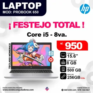 Laptop HP core i5 - 8va. / PROBOOK 650 G4
