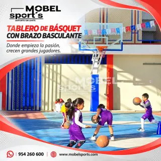 Tablero de basquet fijo con brazo basculante