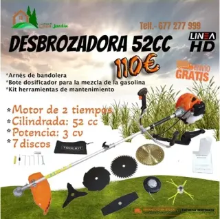 Desbrozadora 52cc gasolina con