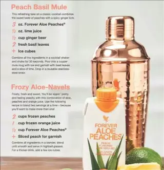 Aloe para beber con melocotón