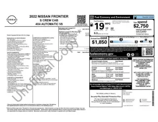 Nissan Frontier 2022 4x4 S 4dr Crew Cab 5 ft. SB