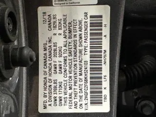 Honda Civic 2019 LX 4dr Sedan CVT