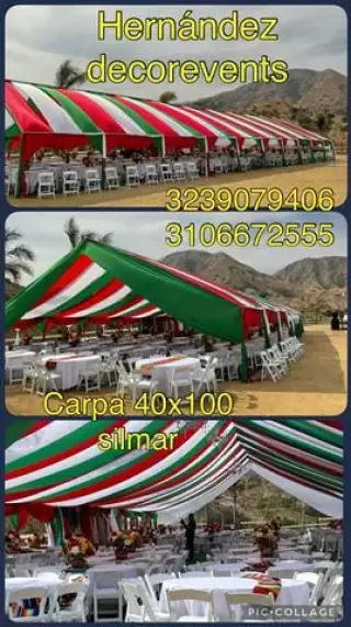 Carpas con draping mesas princ