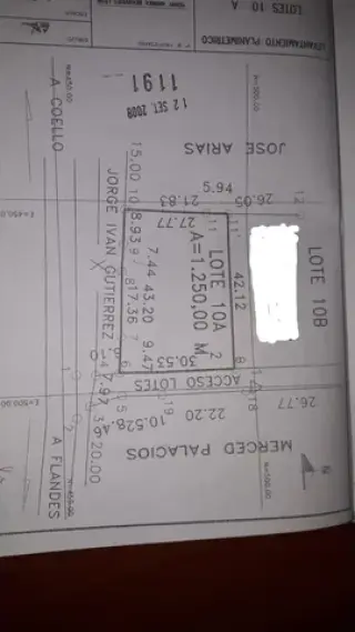 VENDO LOTE PLANO 1250 MT