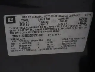 Chevrolet Equinox 2016 LTZ 4dr SUV