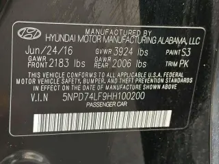 Hyundai ELANTRA 2017 SE 4dr Sedan 6M (US)
