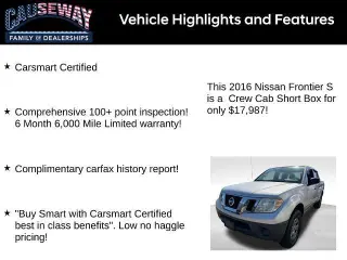 Nissan Frontier 2016 4x4 S 4dr Crew Cab 5 ft. SB Pickup 5A