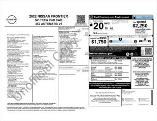 Nissan Frontier 2022 4x2 S 4dr Crew Cab 5 ft. SB