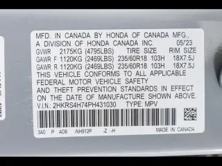 Honda CR-V 2023 AWD EX-L 4dr SUV w/o BSI