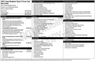Jeep Gladiator 2025 4x4 Sport 4dr Crew Cab 5.0 ft. SB