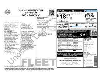 Nissan Frontier 2016 4x2 S 4dr Crew Cab 5 ft. SB Pickup 5A