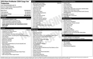 Ram ProMaster 2024 Tradesman 2500 159 WB 3dr High Roof Cargo Van w/o Passenger Seat