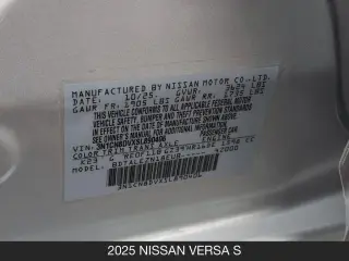 Nissan Versa 2025 S 4dr Sedan CVT
