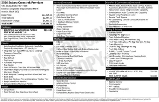 Subaru Crosstrek 2026 AWD Premium 4dr Crossover
