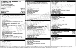 Subaru Impreza 2019 AWD 2.0i Sport 4dr Wagon CVT
