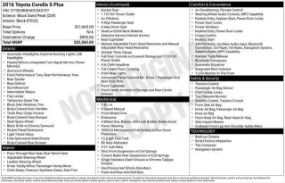 Toyota Corolla 2016 S Plus 4dr Sedan 6M
