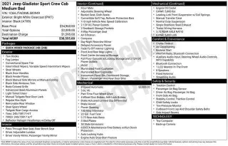 Jeep Gladiator 2021 4x4 Sport 4dr Crew Cab 5.0 ft. SB