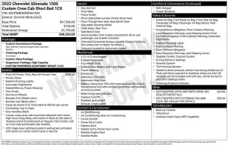 Chevrolet Silverado 1500 2022 4x4 Custom 4dr Crew Cab 5.8 ft. SB