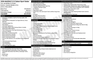Mazda Mazda3 Sedan 2026 2.5 S Select Sport 4dr Sedan
